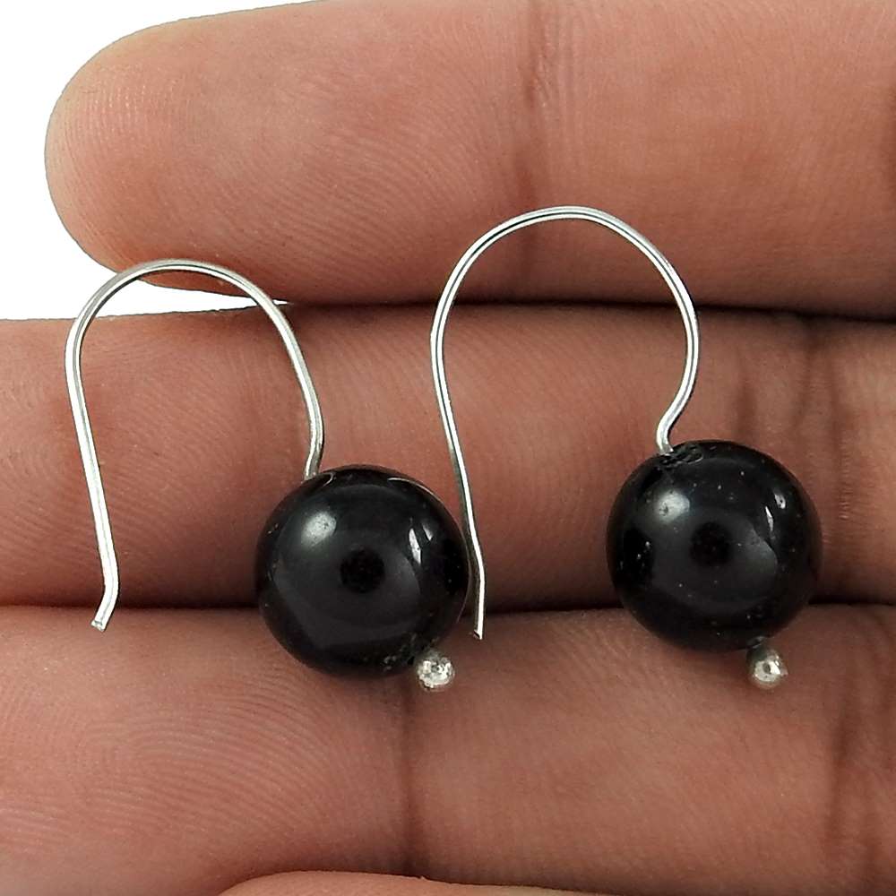 Gift For Women Dangle Boho Earrings 925 Silver Natural Onyx Gemstone H25