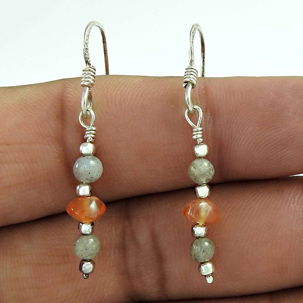 Royal Style Carnelian labradorite Gemstone Sterling Silver Earrings Jewelry Wholesaling