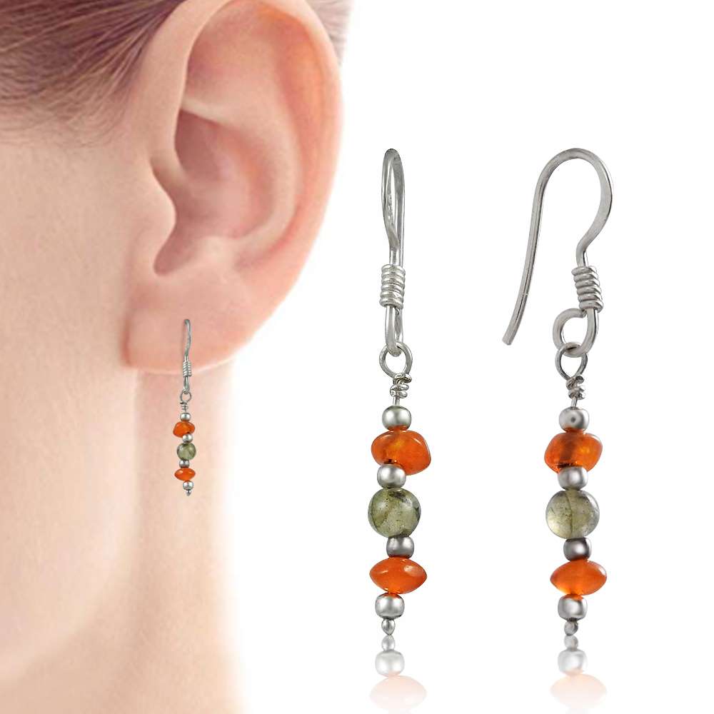 Before Time Carnelian labradorite Gemstone Sterling Silver Earrings Jewelry Wholesaler India
