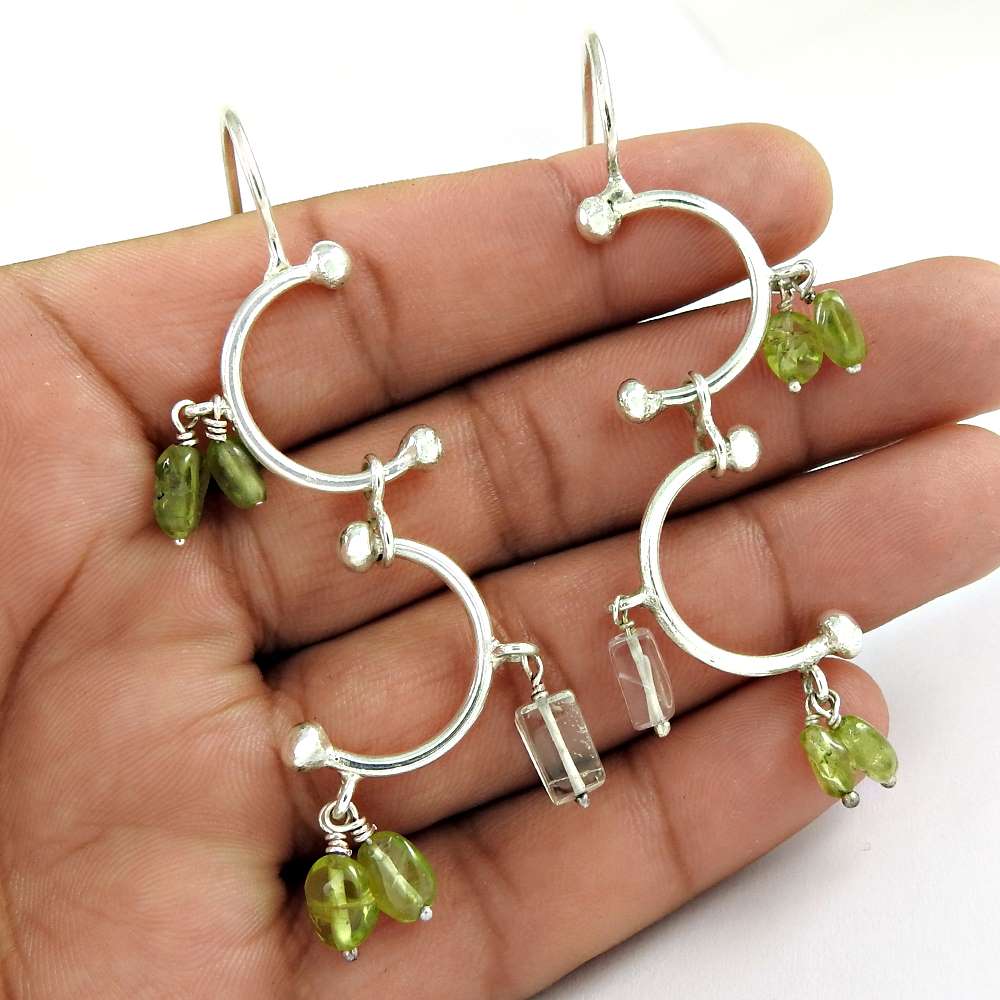 Summer Stock Peridot Gemstone Sterling Silver Earrings Jewelry Fabricant
