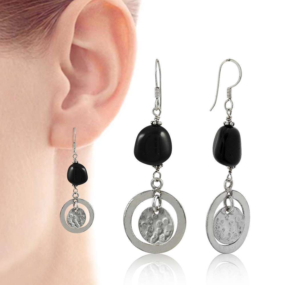 Beautiful Black Onyx Gemstone Sterling Silver Earrings Jewelry Großhandel