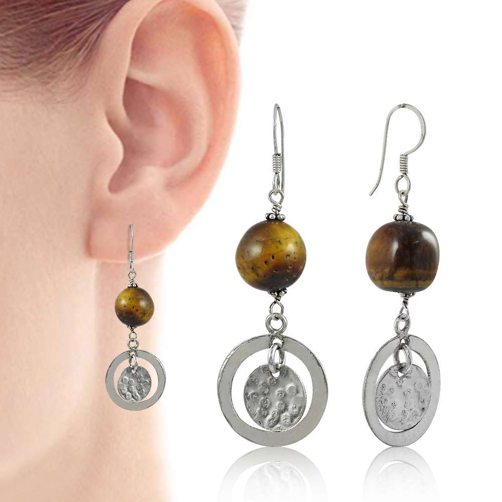 Sizzling Tiger Eye Gemstone Sterling Silver Earrings Jewelry Großhändler