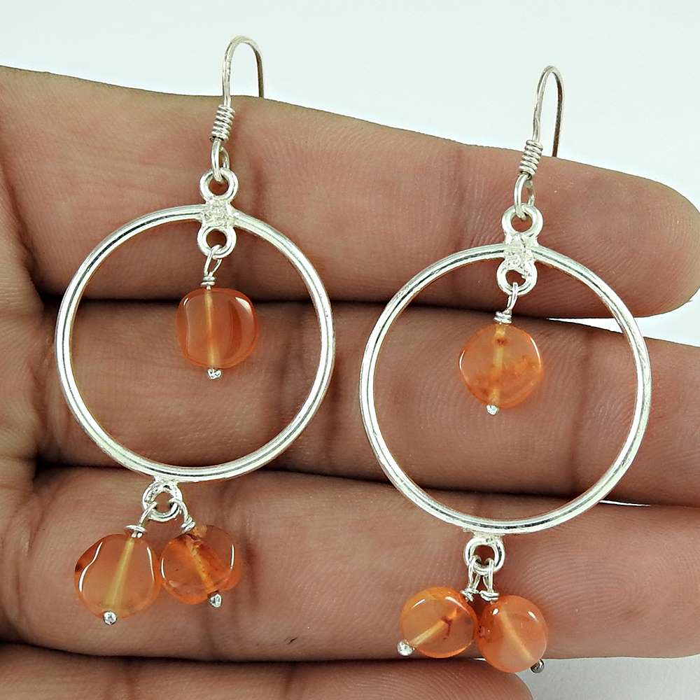 Gorgeous Design Carnelian Gemstone Sterling Silver Earrings Jewelry Wholesale