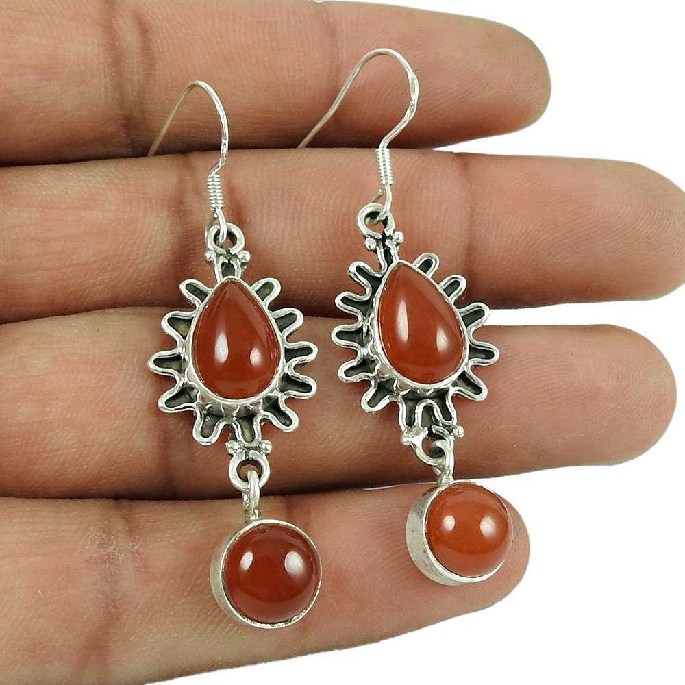 Sterling Silver Fashion Jewelry Fashion Carnelian Gemstone Earrings