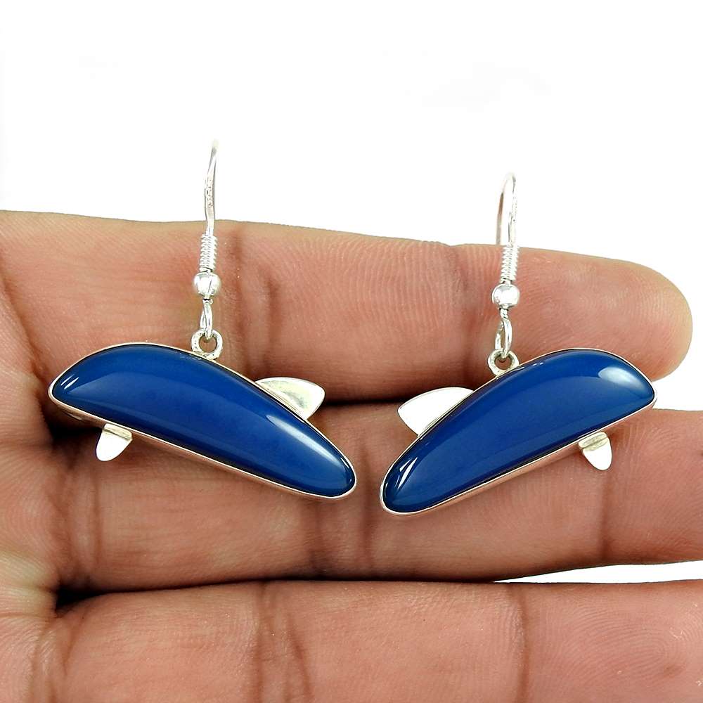 Gift For Her 925 Silver Natural Onyx Gemstone Dangle Boho Earrings I32