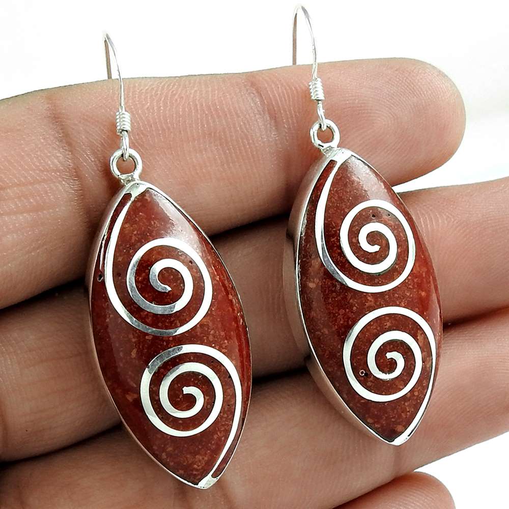 Dangle Enamel Earrings 925 Solid Sterling Silver Handmade Jewelry N32