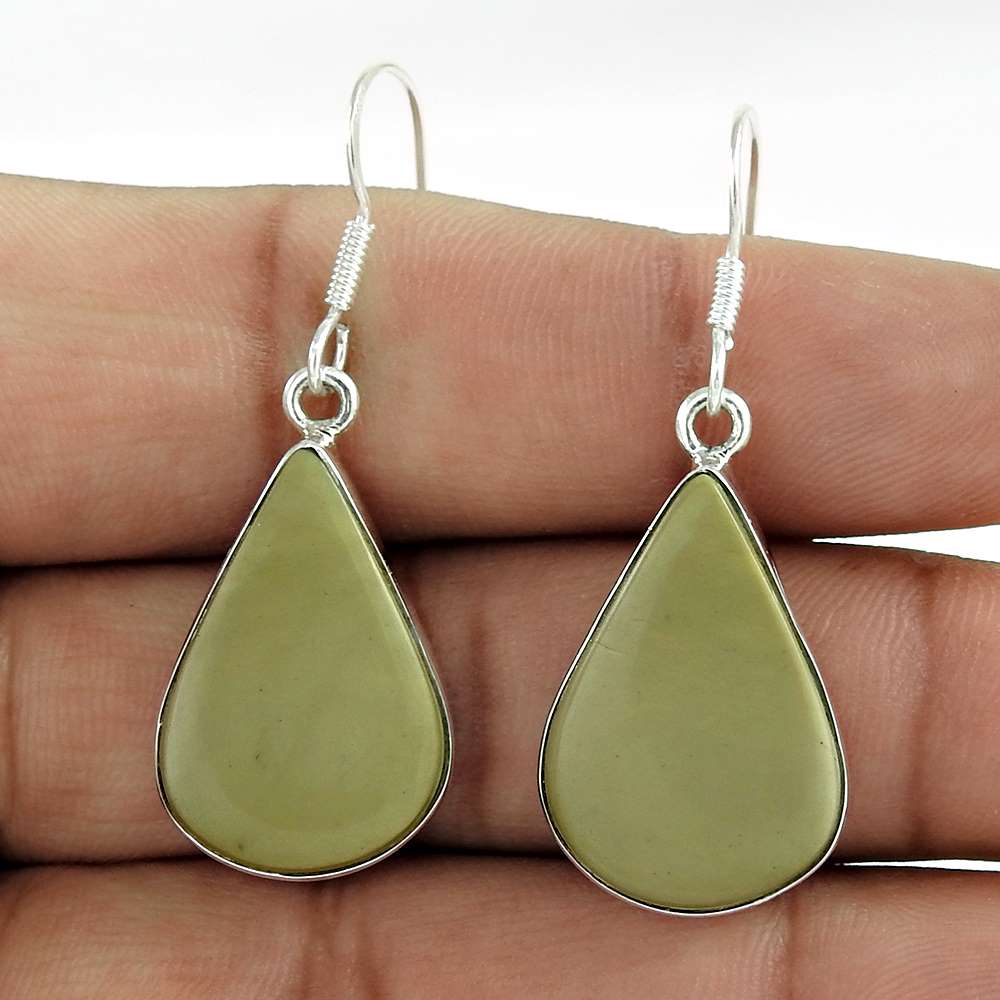 Natural Mashroom Rhyolite Gemstone Dangle Boho Earrings 925 Silver B4