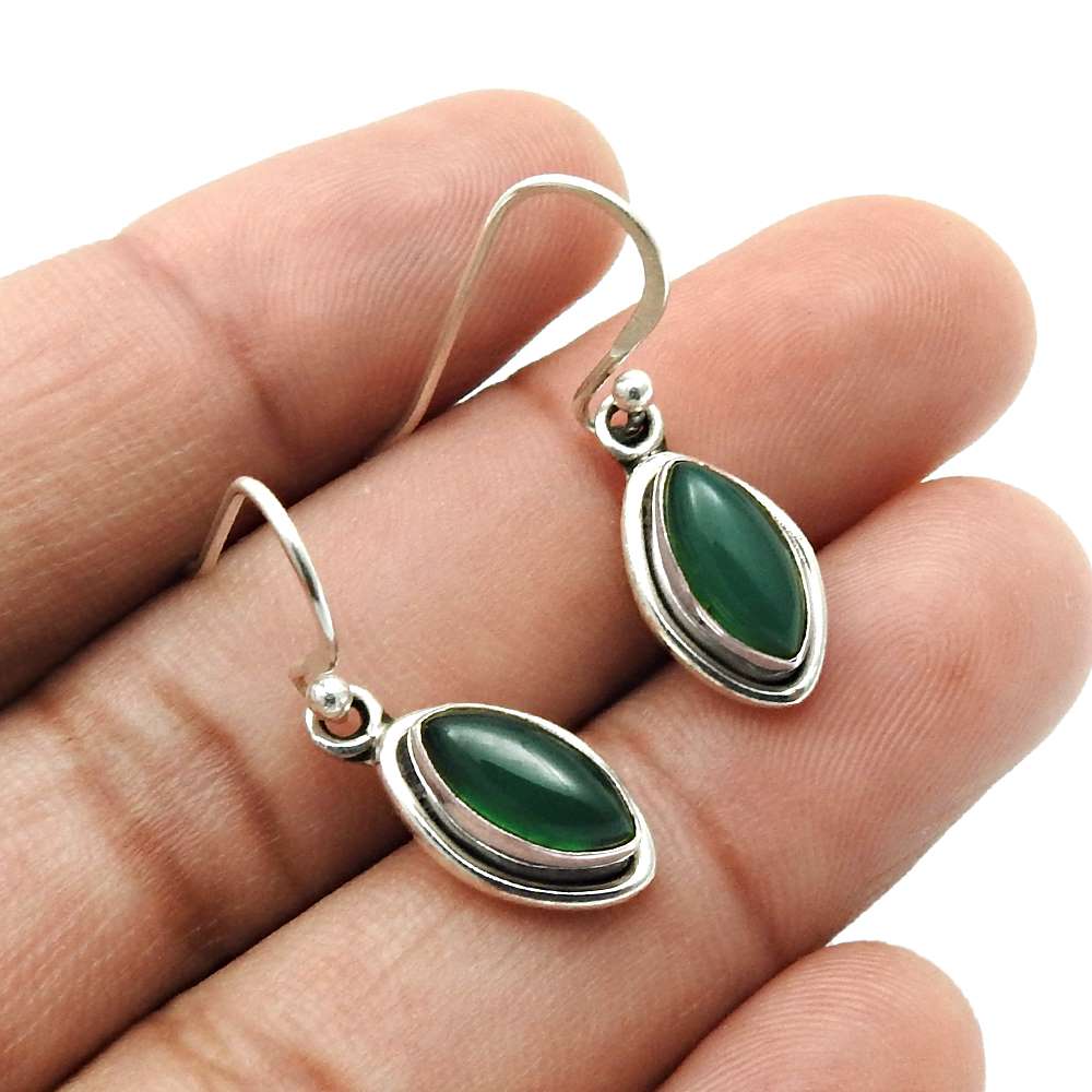 Wedding Gift For Her 925 Silver Natural Onyx Gemstone Earrings B23