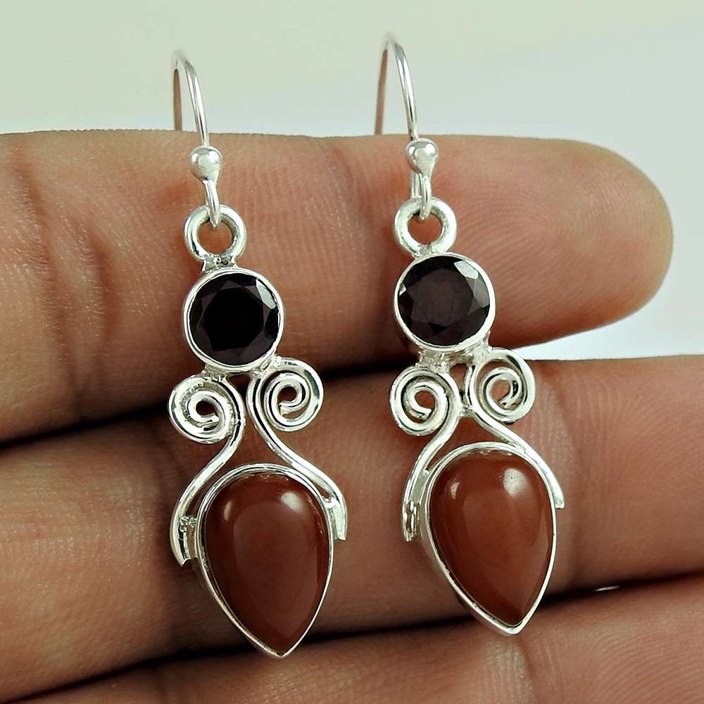 Pale Beauty Carnelian Garnet Gemstone Sterling Silver Earrings Jewellery Wholesaler
