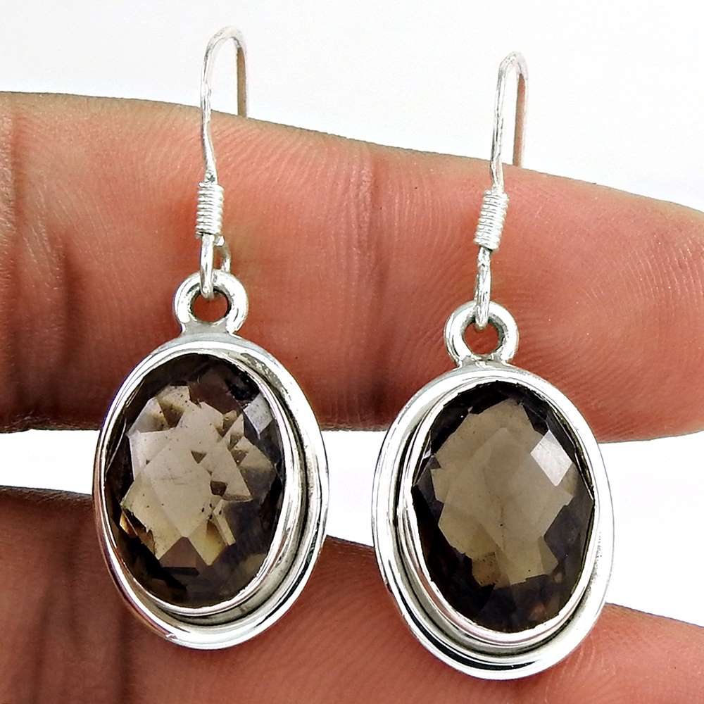 Kiss 925 Sterling Silver Smoky Quartz Earrings Wholesale