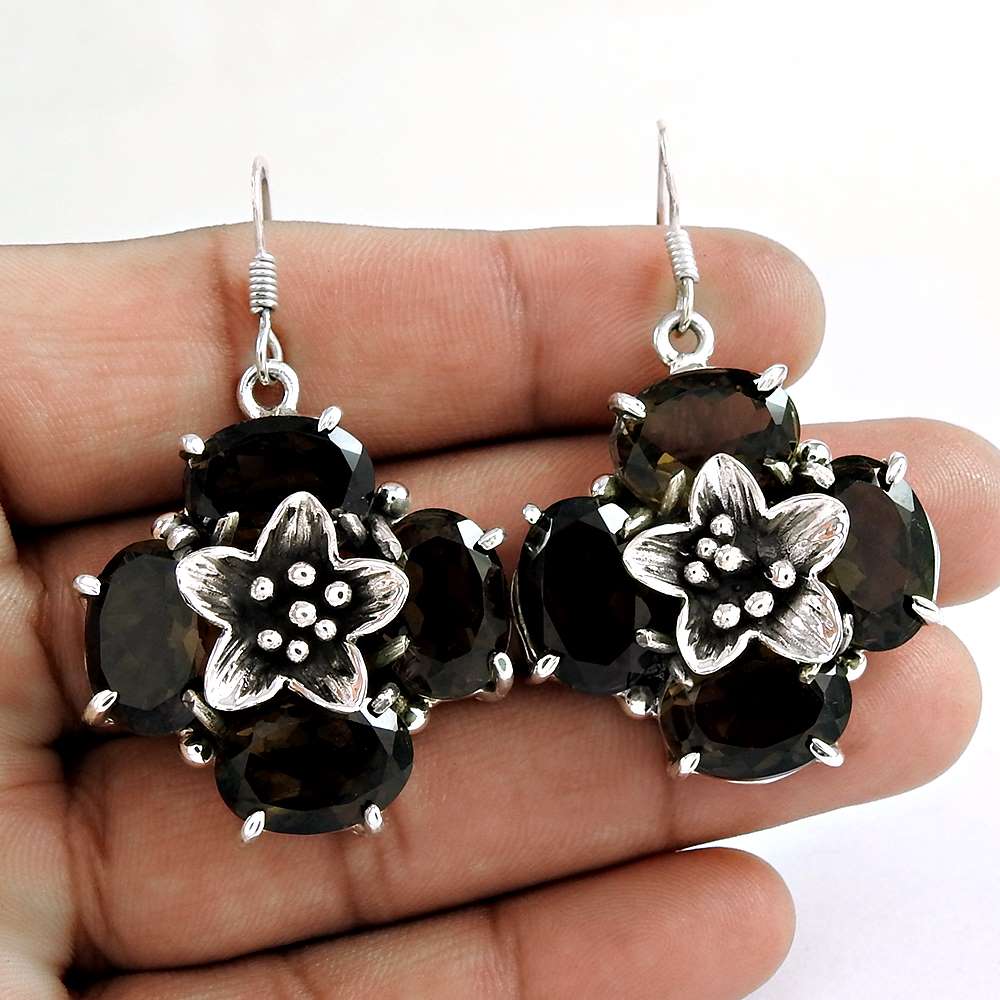 The One 925 Sterling Silver Smoky Quartz Earrings Wholesale