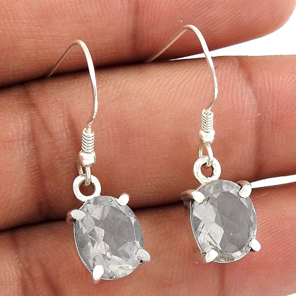 Simple White CZ Gemstone Sterling Silver Earrings Jewellery Fabricante
