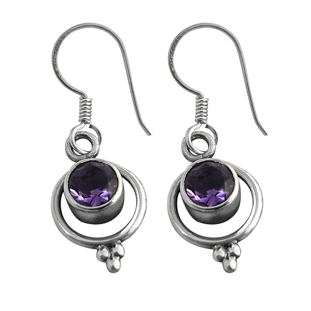 Natural Amethyst Gemstone Stud Christmas Gift Earrings 925 Sterling Silver N6