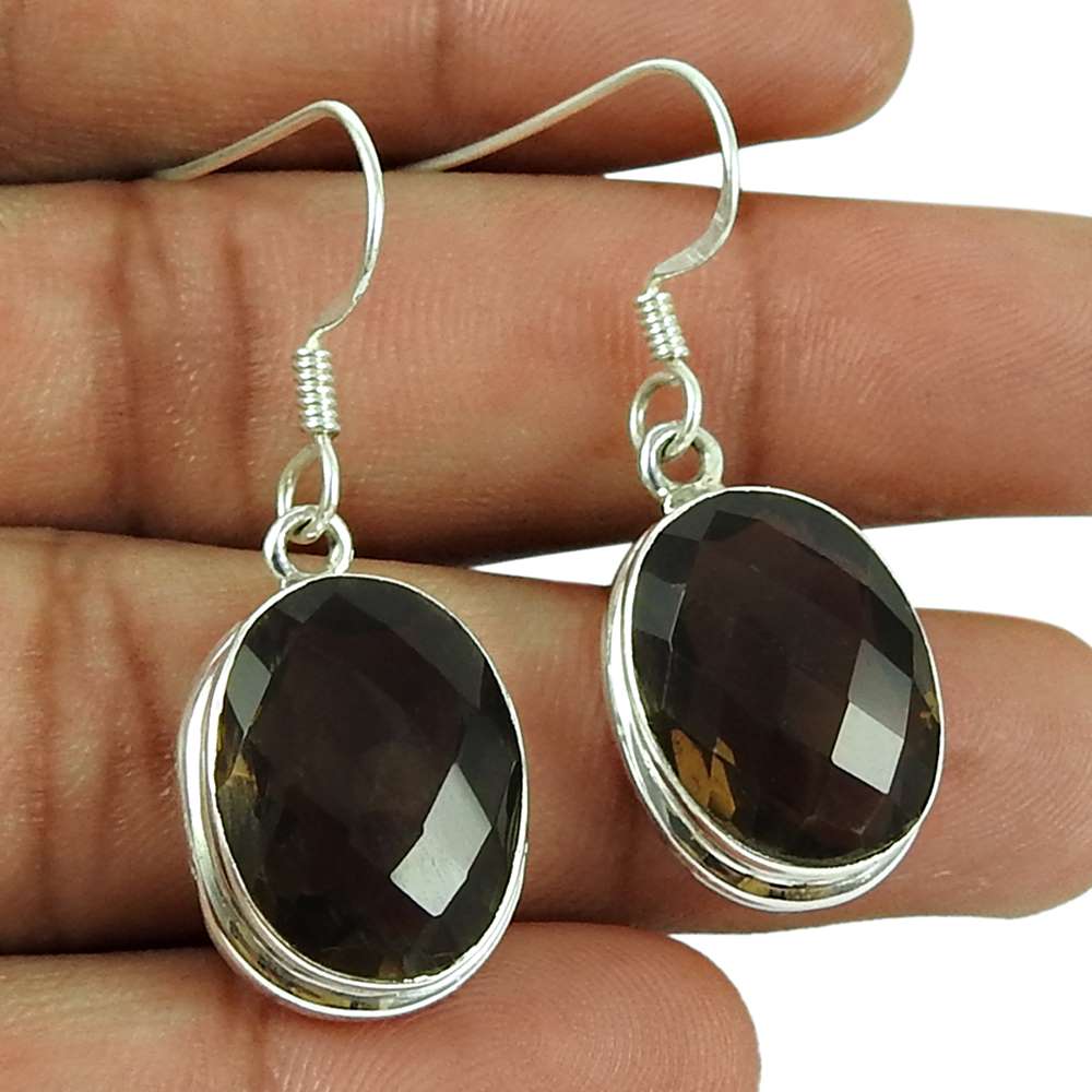 New Fashion 925 Sterling Silver Smoky Quartz Earrings Mayorista