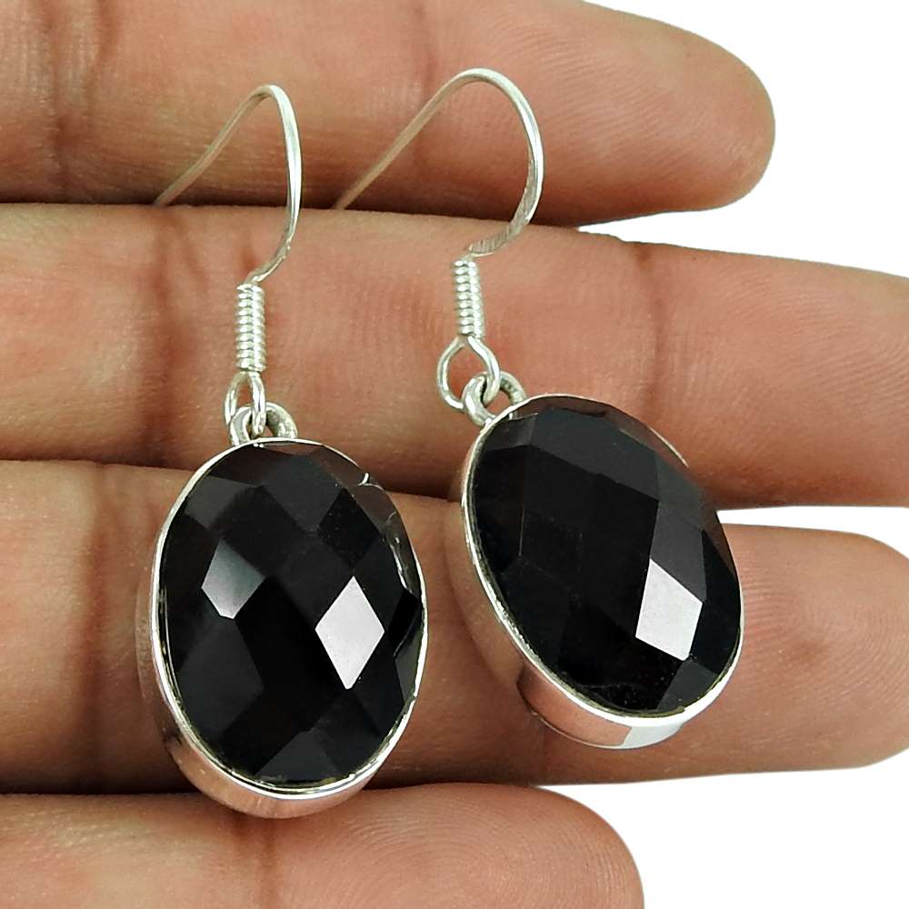 Big Secret Created 925 Sterling Silver Black Onyx Earrings Proveedor