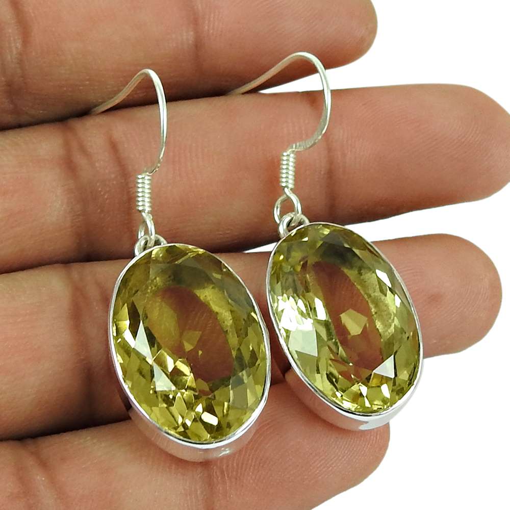 Abstract 925 Sterling Silver Leman Topaz Earrings De gros