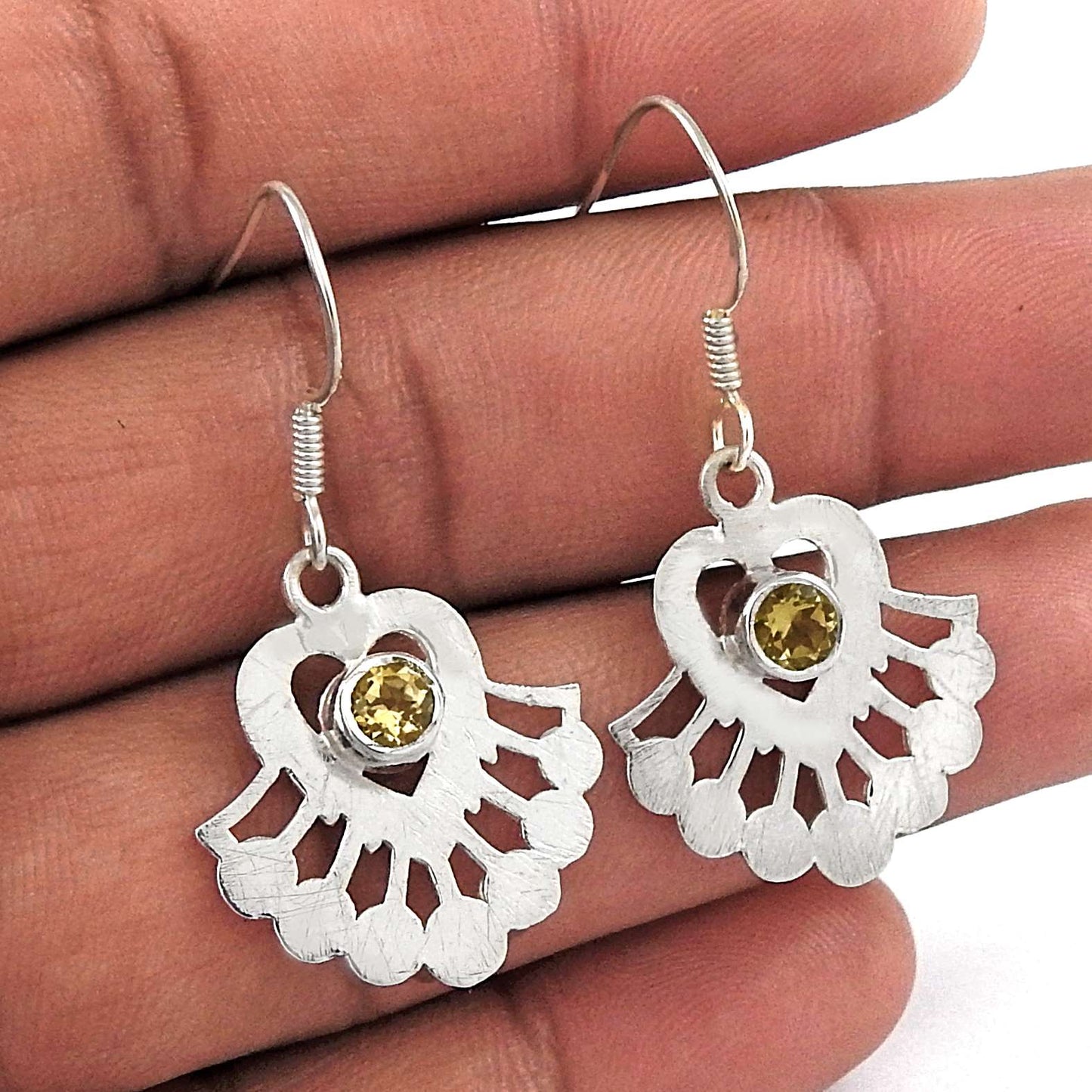 Big Grand Love 925 Sterling Silver Citrine Earrings Exporter India