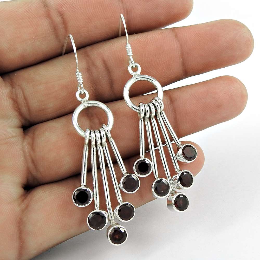 Paradise Lantern Sterling Silver Garnet Gemstone Earrings Wholesaler India