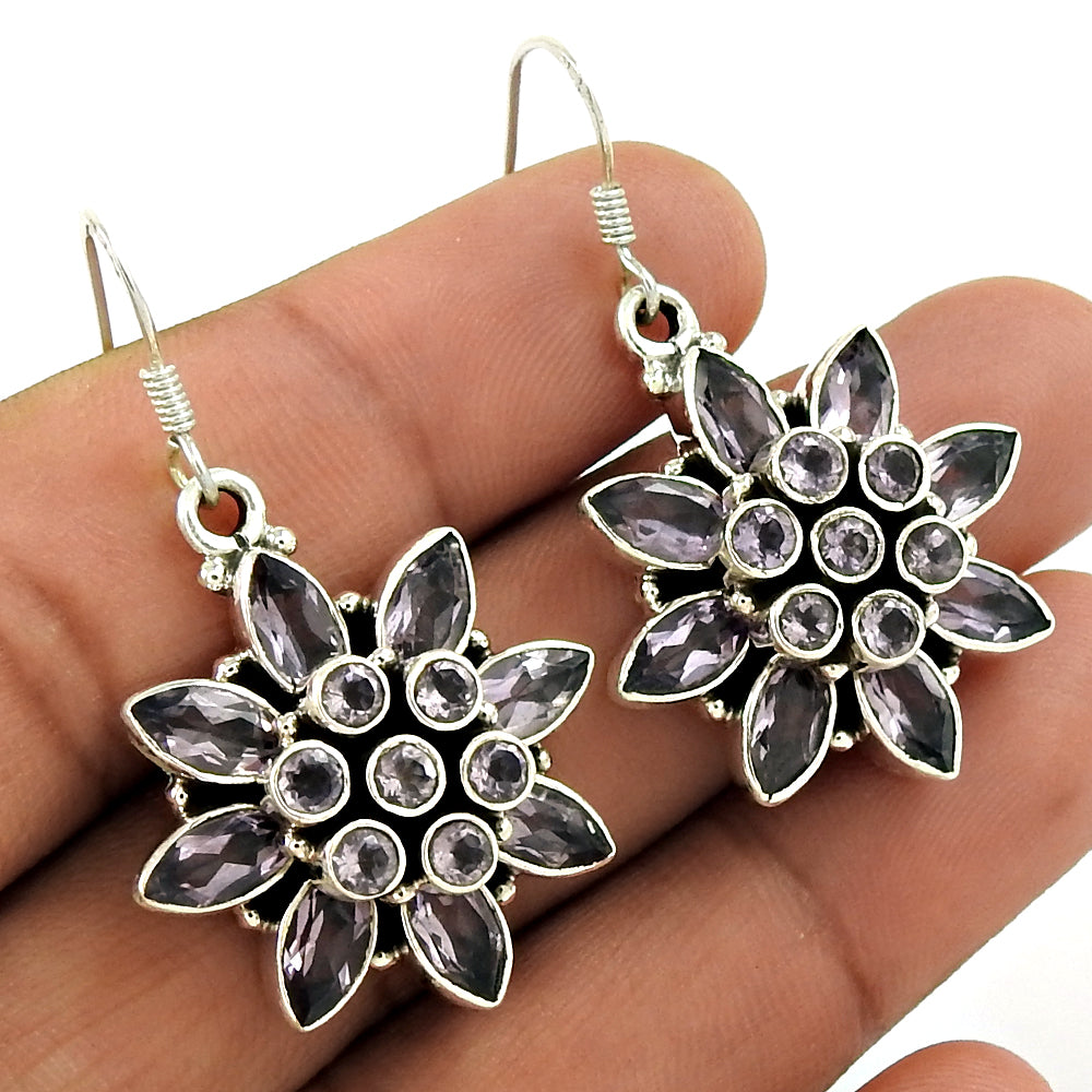 Christmas Gift Drop/Dangle Earrings 925 Silver Natural Amethyst Gemstone B5