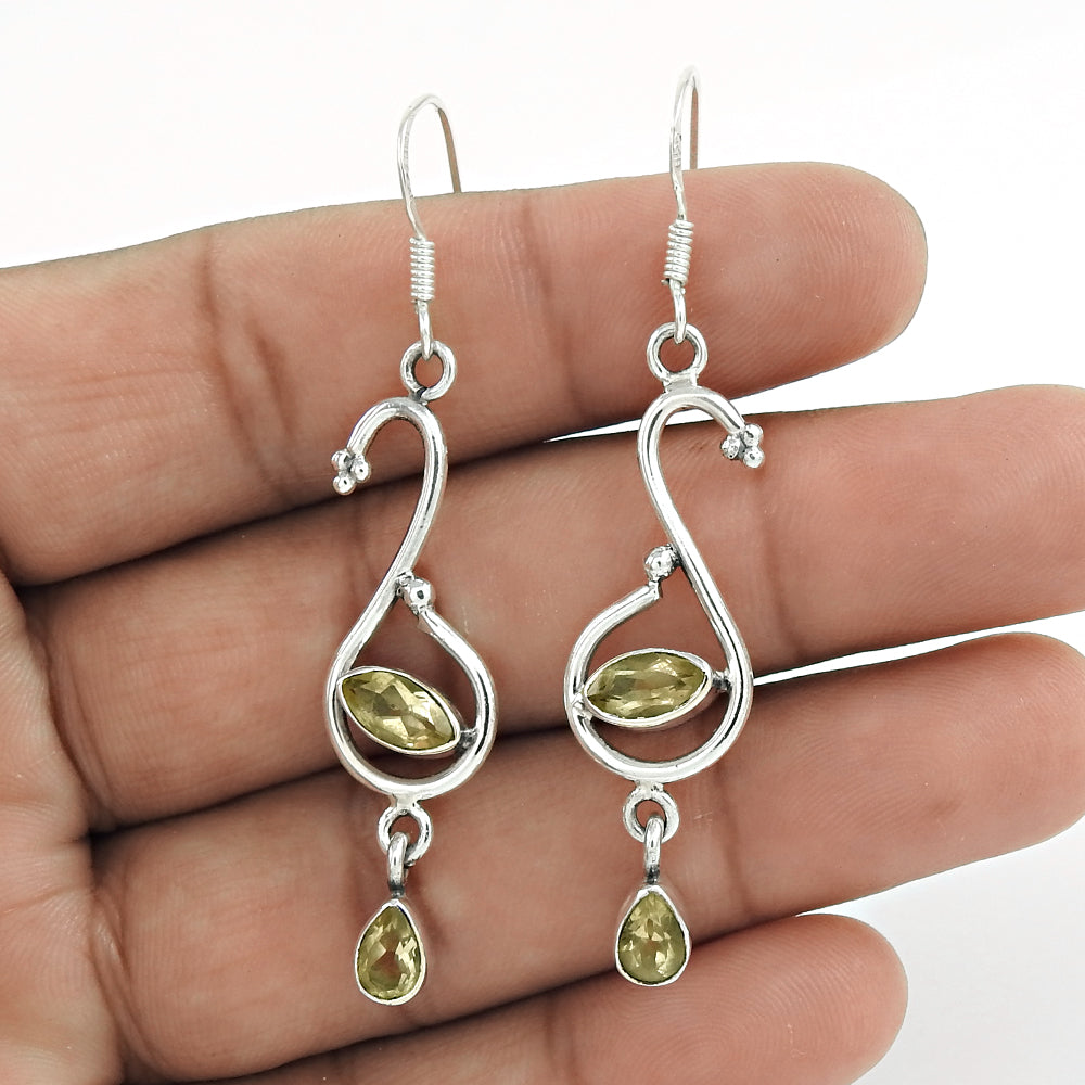 Natural Citrine Gemstone Earrings 925 Sterling Silver Christmas Gift F8