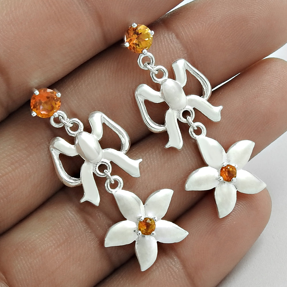 Birthday Gift For Her Natural Citrine Drop/Dangle Boho Earrings 925 Silver Z17