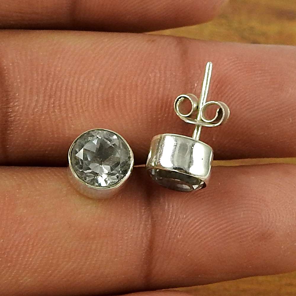 Natural Crystal Gemstone 925 Silver Stud Bohemian Earrings For Women V58