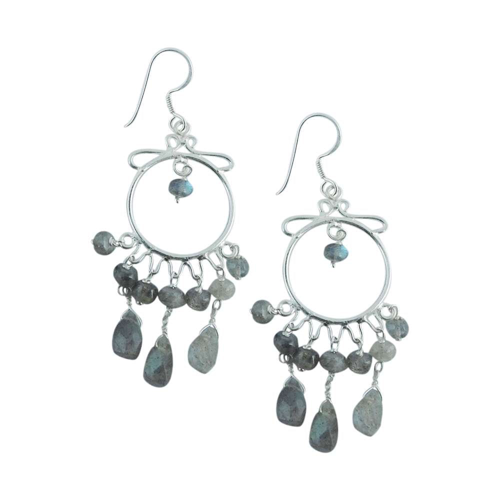 Woman Gift 925 Sterling Silver Natural Labradorite Earrings N9