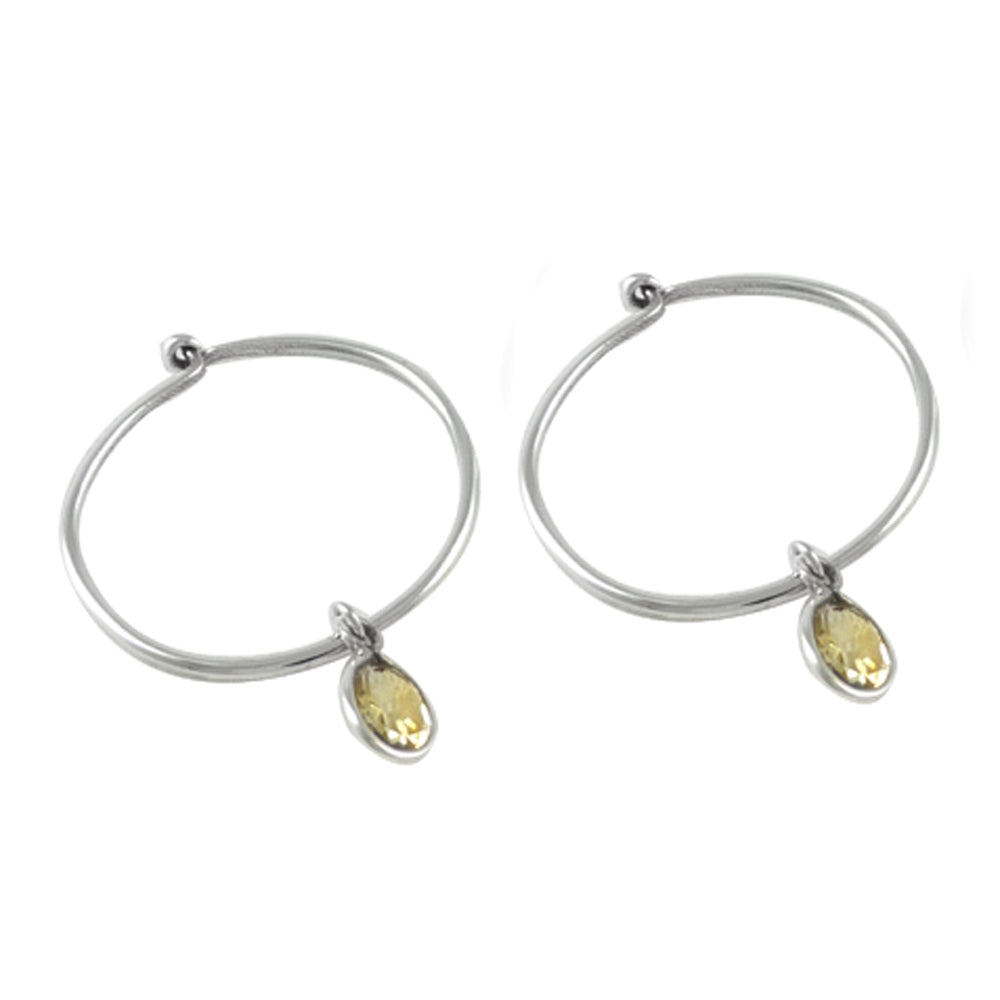 Gift For Her 925 Silver Natural Citrine Gemstone Hoop Ethnic Earrings M5