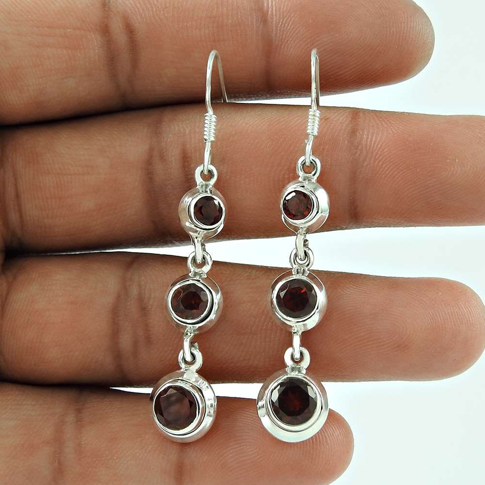 Secret Vision 925 Sterling Silver Garnet Gemstone Earring Jewellery