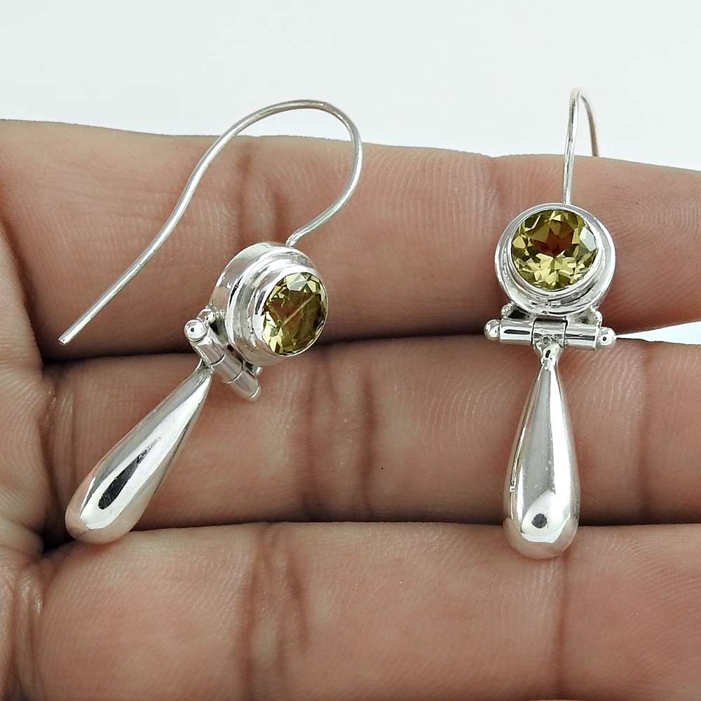 925 Sterling Silver Indian Jewellery Traditional Citrine Gemstone Earrings Supplier