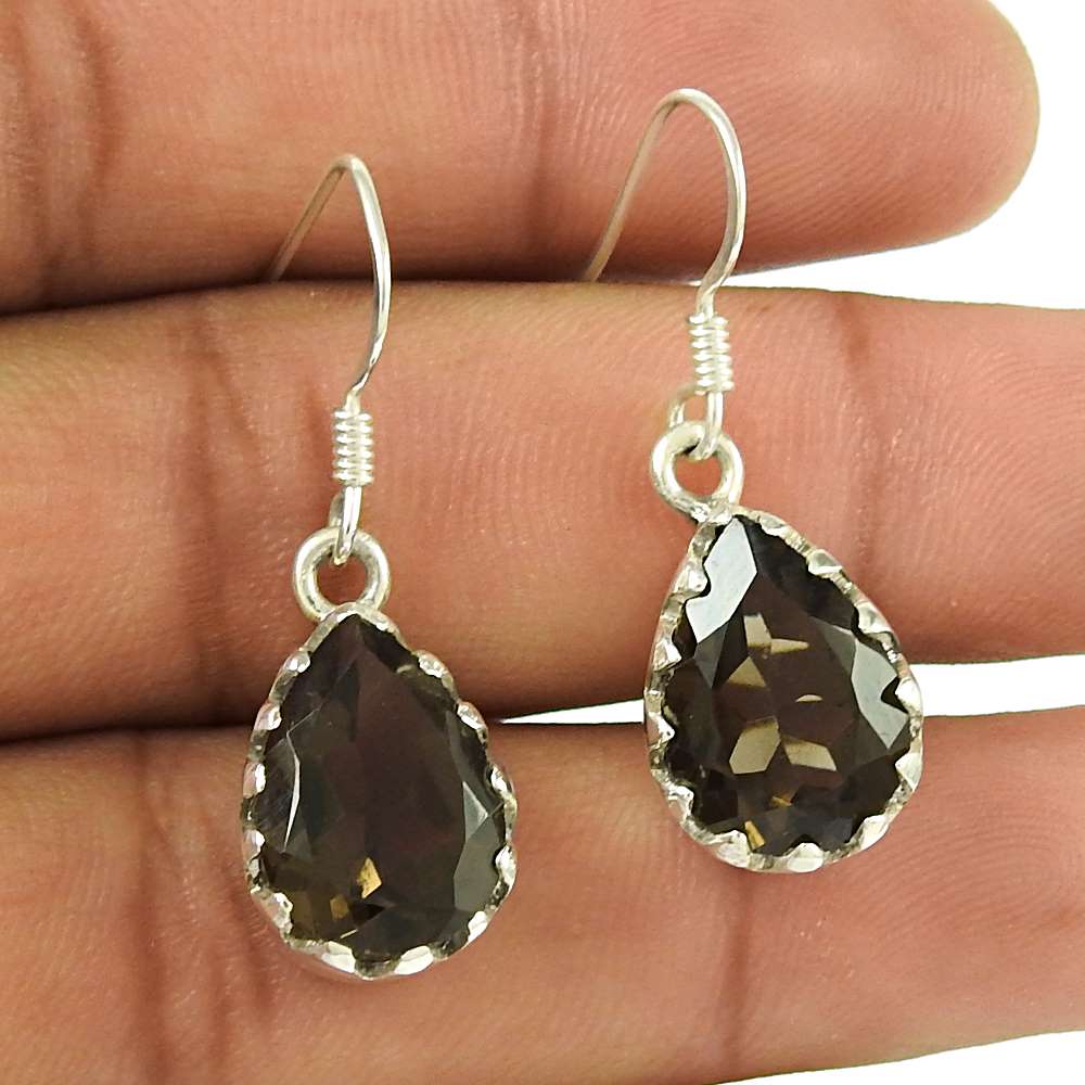 Awesome Style Of 925 Sterling Silver Smoky Quartz Earrings Exporter