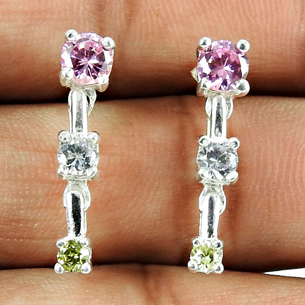 Professional reinforced CZ Earrings 925 Sterling Silver Antique Jewellery