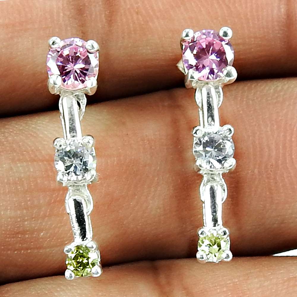 Lavish CZ Earrings 925 Sterling Silver Vintage Jewellery