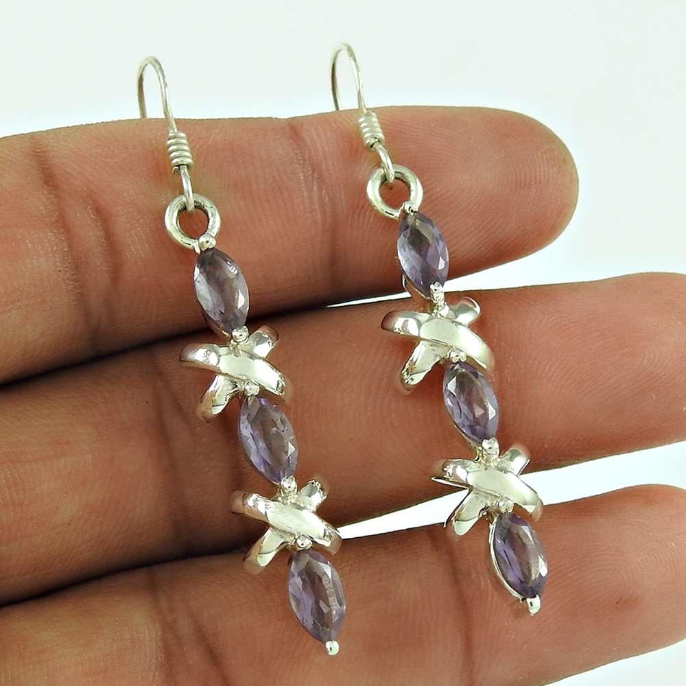 Rattling 925 Sterling Silver Amethyst Gemstone Earring Jewellery