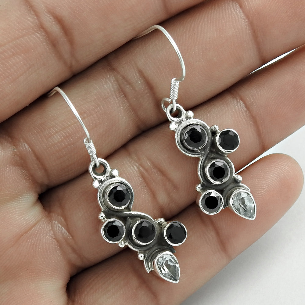 Christmas Gift Natural Topaz Drop/Dangle Earrings 925 Silver C6