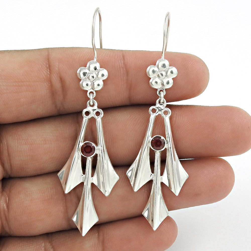 Christmas Gift Natural Garnet Earrings 925 Sterling Silver A11