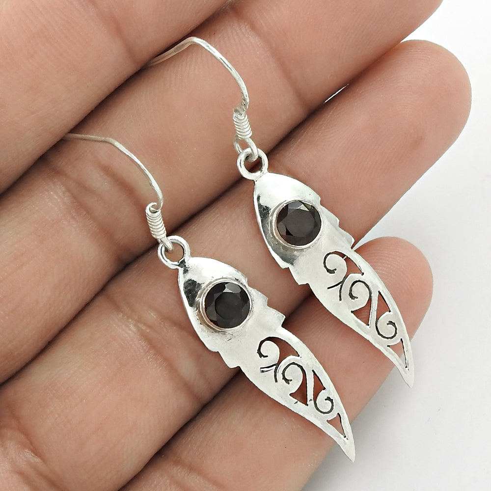 Natural Garnet Gemstone 925 Silver Boho Christmas Gift Earrings For Women E8