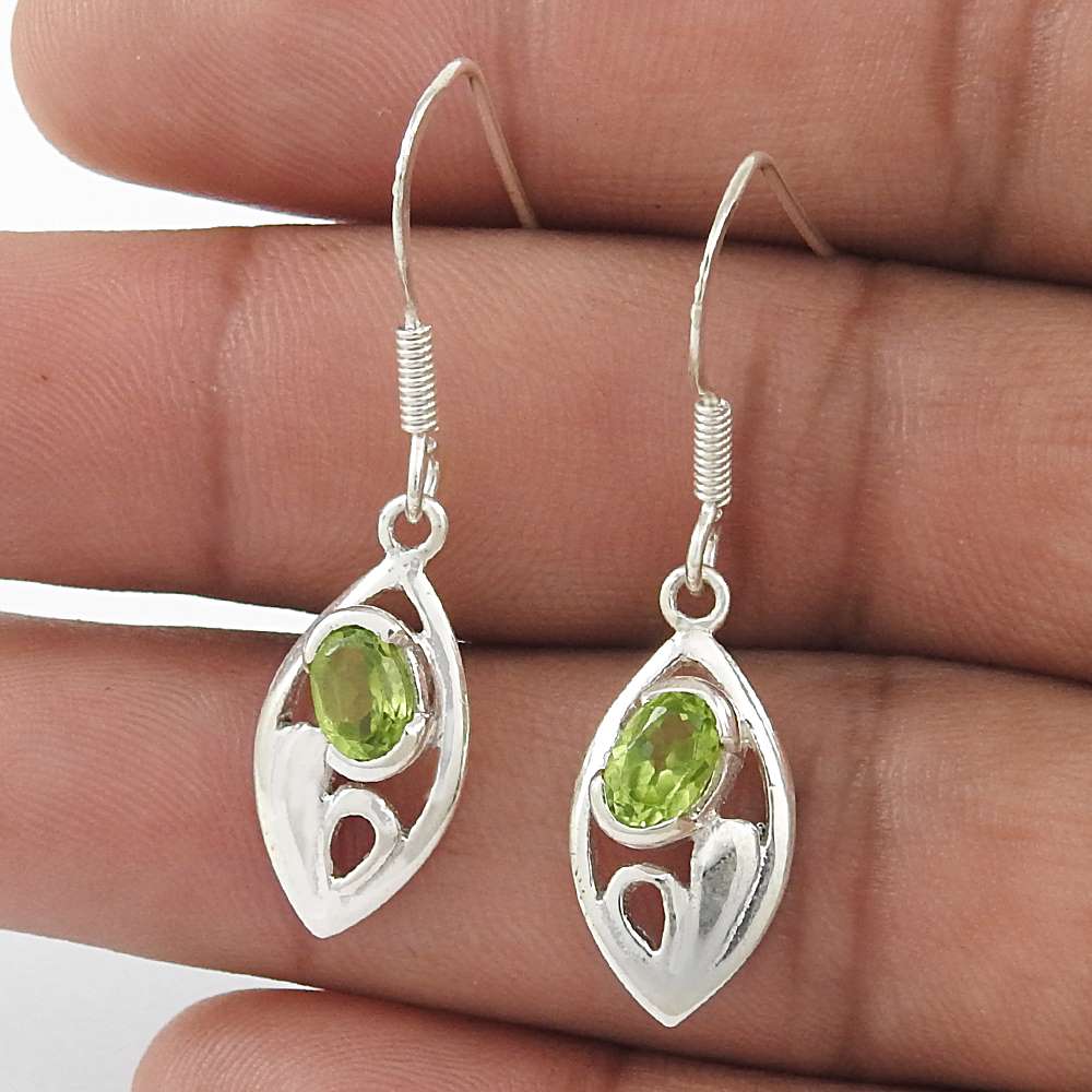 Rattling 925 Sterling Silver Peridot Gemstone Dangle Earrings