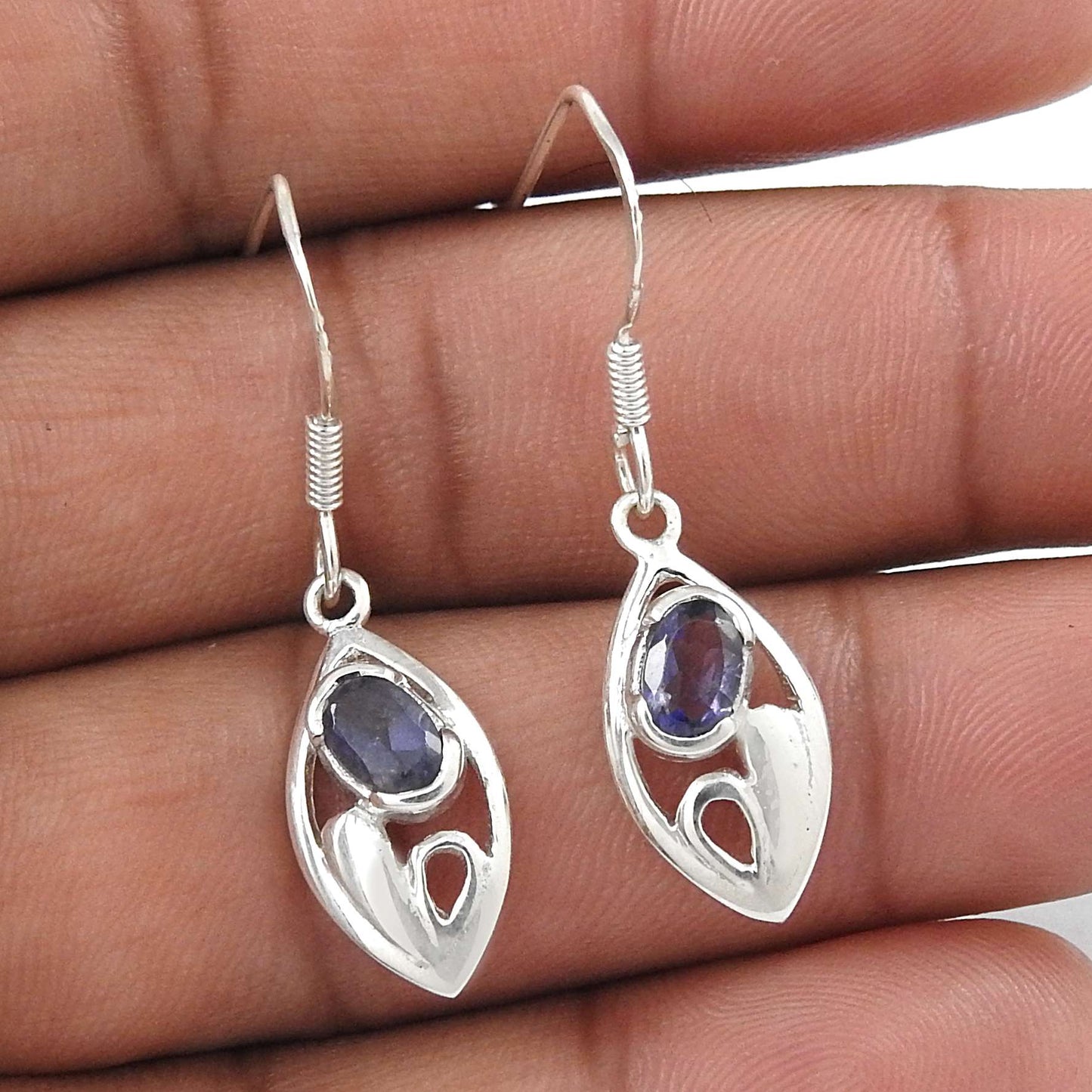Sightly 925 Sterling Silver Iolite Gemstone Earrings Fashion Jewellery