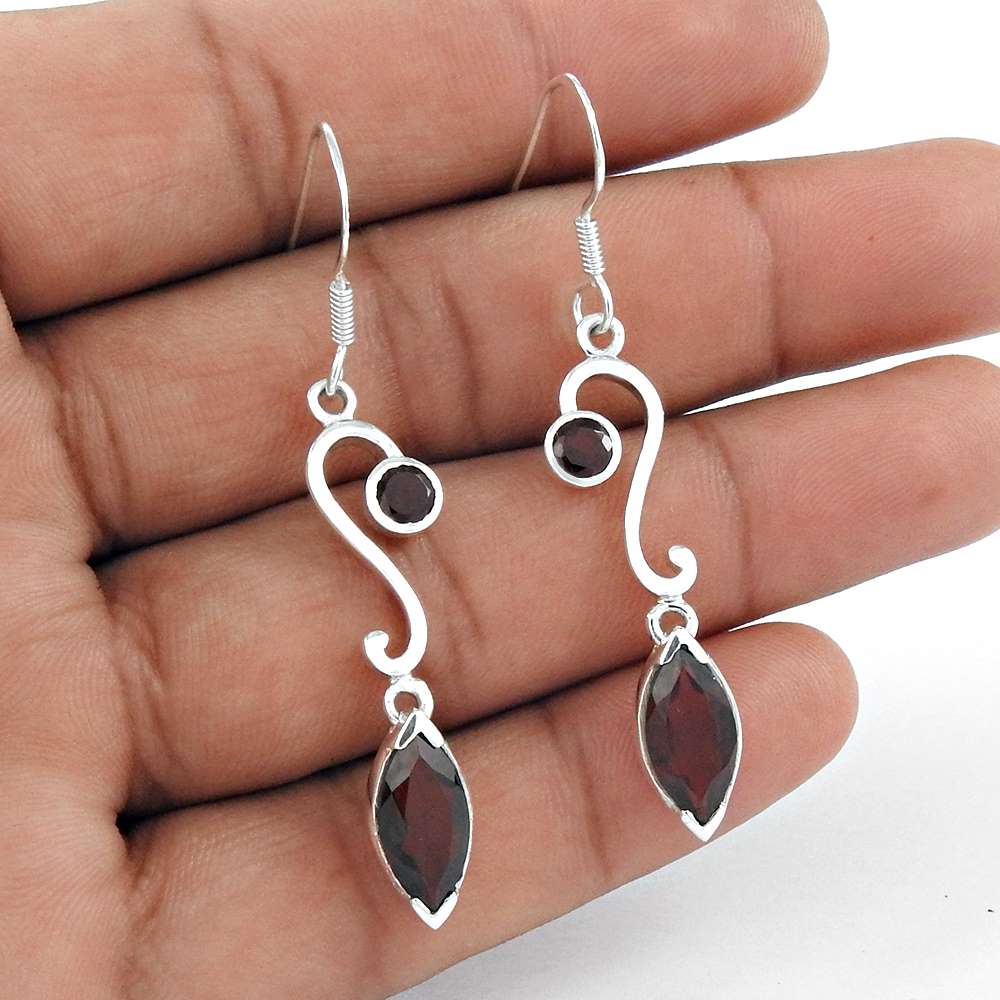 Sightly 925 Sterling Silver Garnet Gemstone Earrings