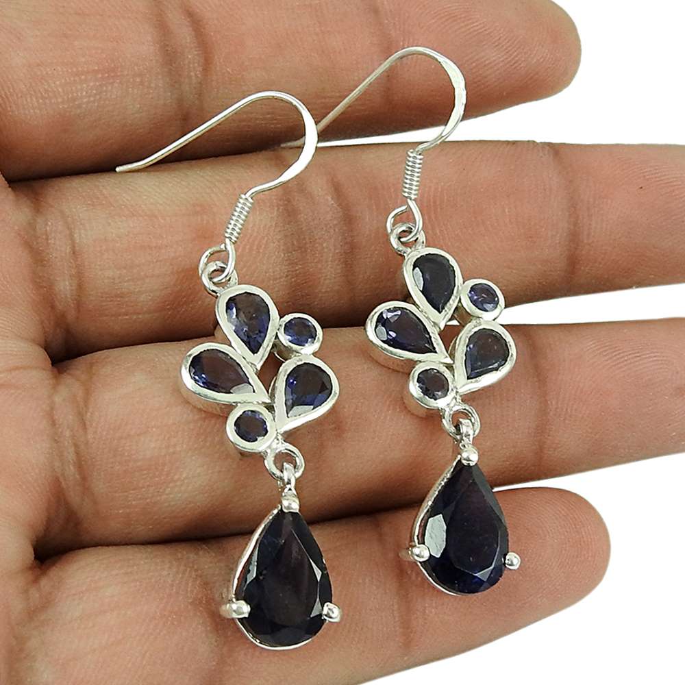 Stylish 925 Sterling Silver iolite Gemstone Earrings