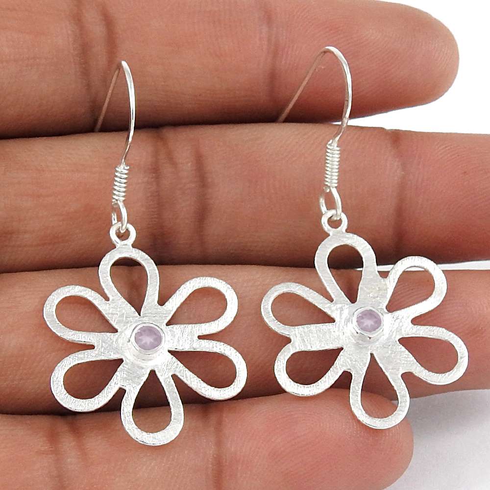 Rattling 925 Sterling Silver Rose Quartz Gemstone Earrings