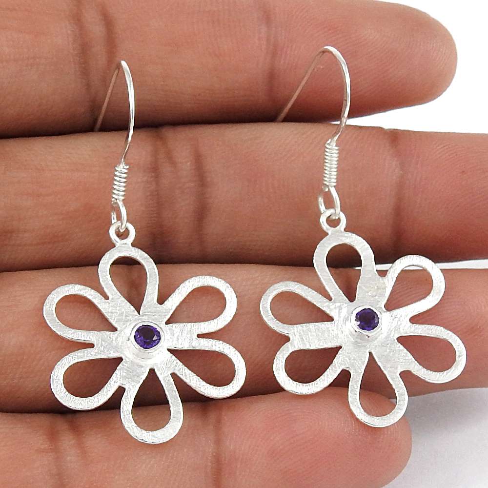 Designer 925 Sterling Silver Amethyst Gemstone Earrings