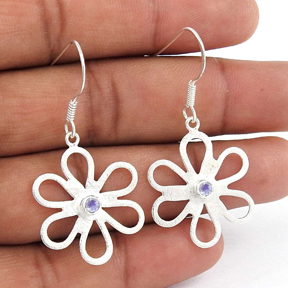 Personable 925 Sterling Silver Rainbow Moonstone Earrings