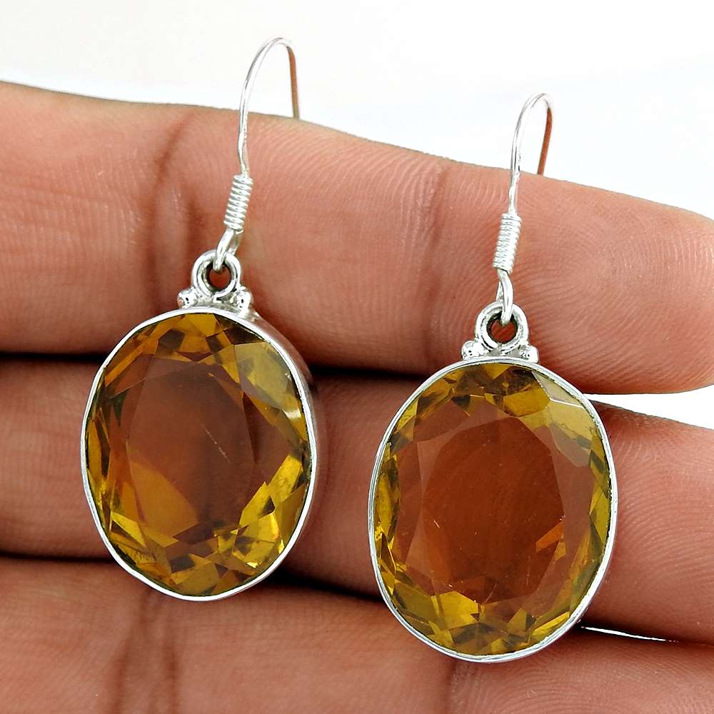 Drop Dangle Glass Ethnic Earrings 925 Sterling Silver A76