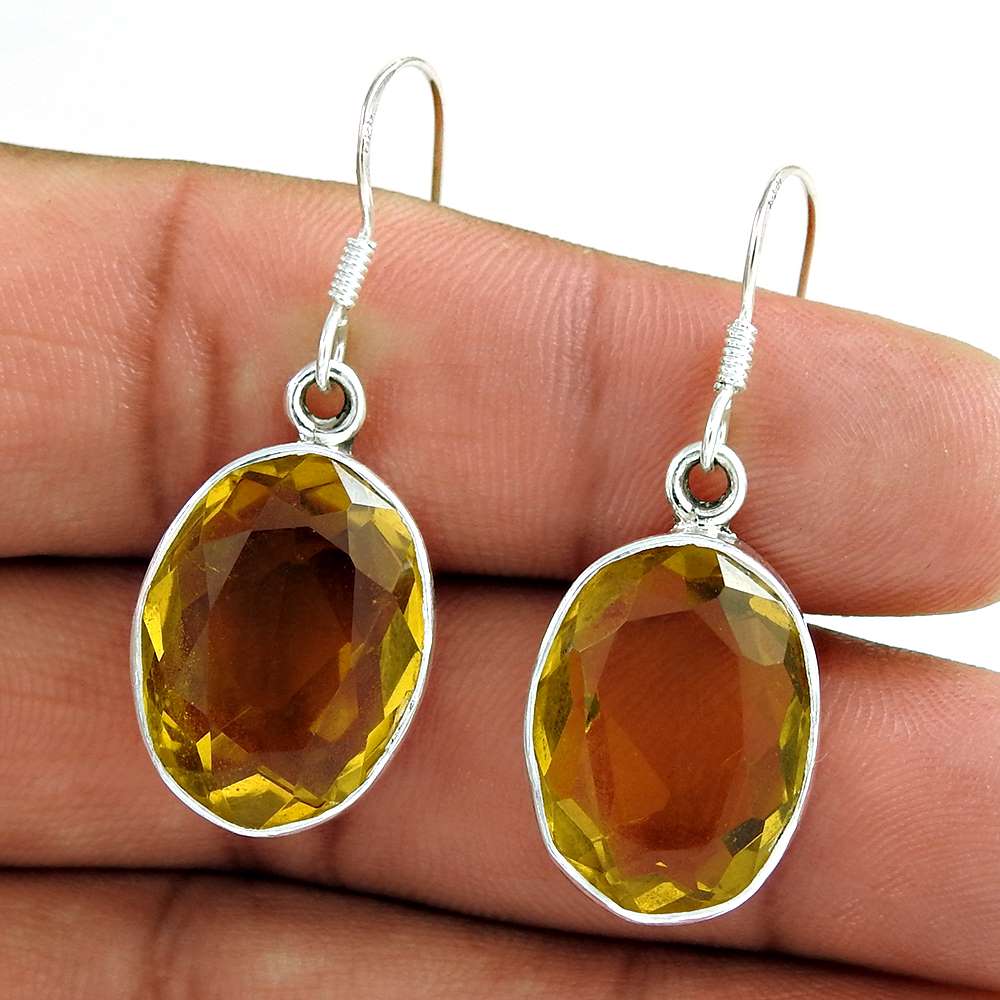925 Sterling Silver Antique Jewellery High Polish Glass Gemstone Earrings