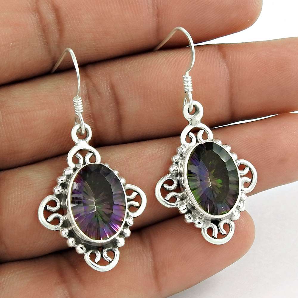 925 Sterling Silver Fashion Jewellery Trendy Mystic Topaz Gemstone Earrings Wholesale