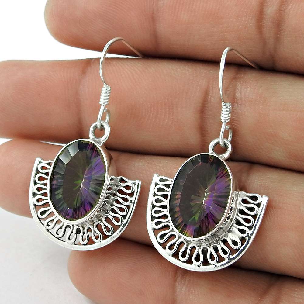 925 Sterling Silver Jewellery Fashion Mystic Topaz Gemstone Earrings Wholesale