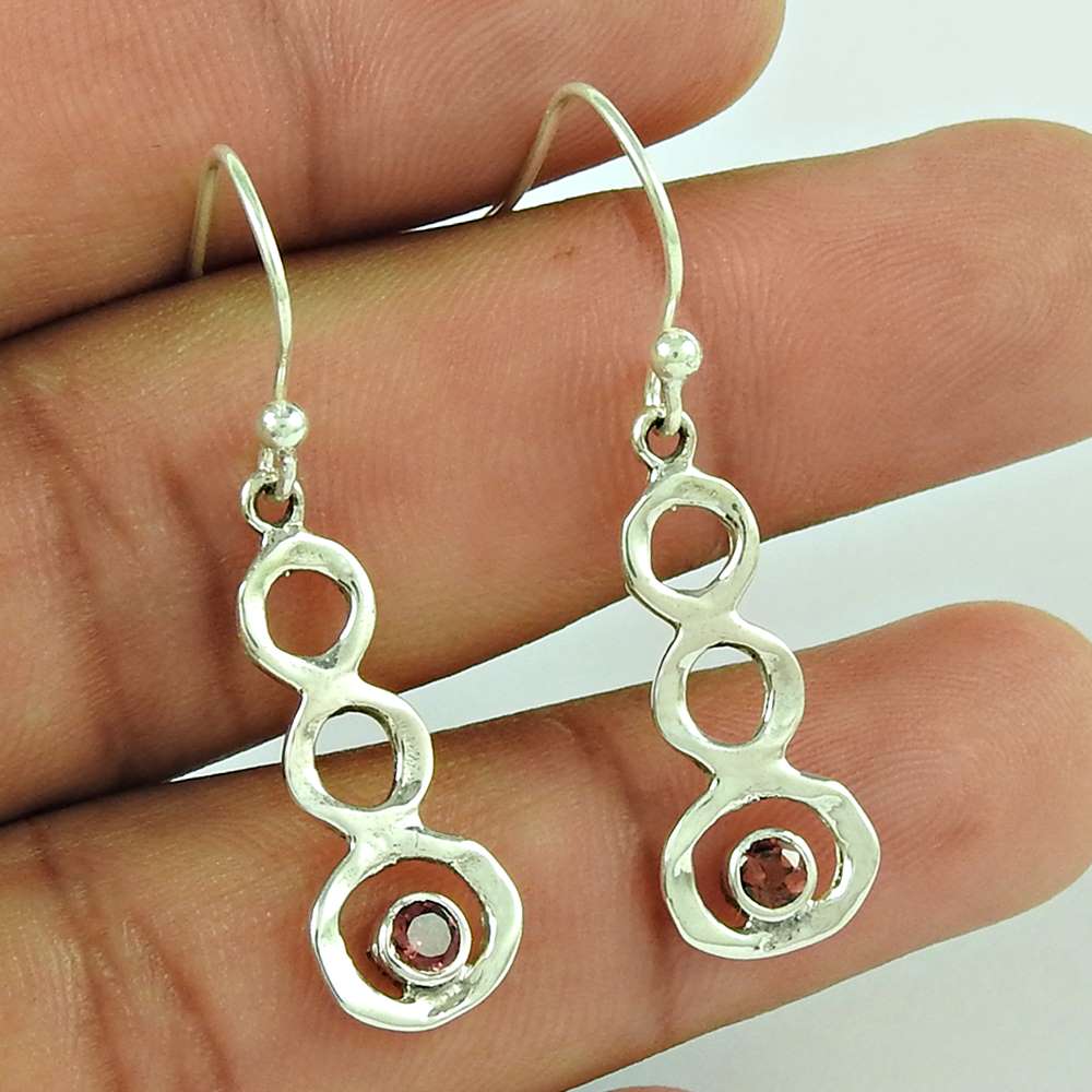 Charming 925 Sterling Silver Garnet Gemstone Earring Wholesaler India