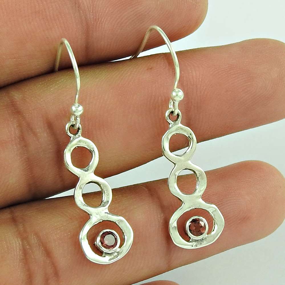 Designer 925 Sterling Silver Garnet Gemstone Earring Exporter India